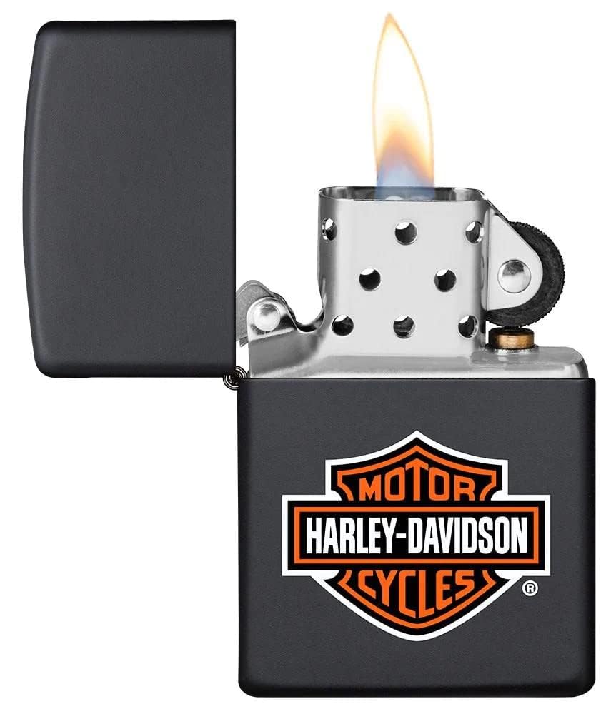 Personalized Zippo Harleey-Daviddson Windproof Oil Lighter Engraving - Christmas, Halloween & Valentines Day Gift (BK Matte)