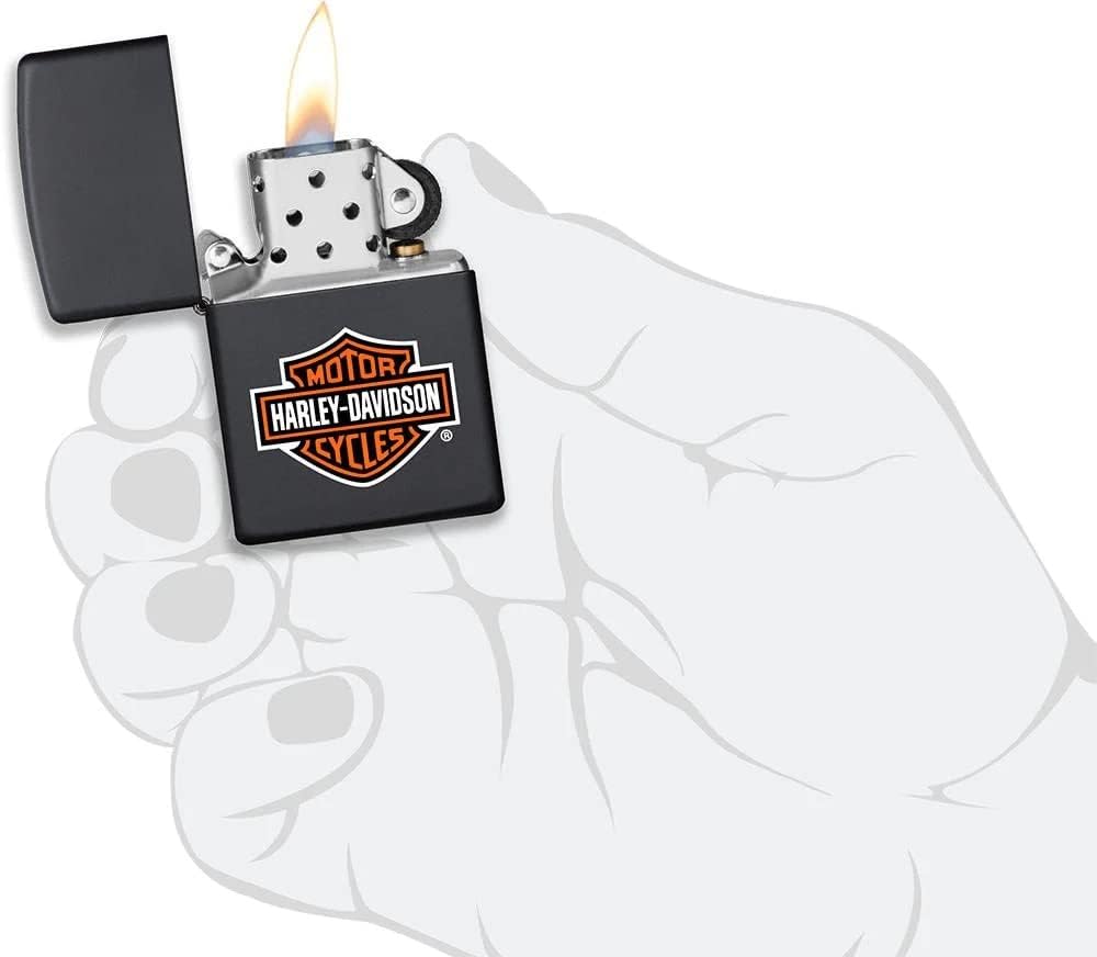 Personalized Zippo Harleey-Daviddson Windproof Oil Lighter Engraving - Christmas, Halloween & Valentines Day Gift (BK Matte)