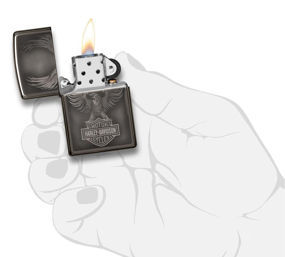 Personalized Zippo Harleey-Daviddson Windproof Oil Lighter Engraving - Christmas, Halloween & Valentines Day Gift (BK Matte)