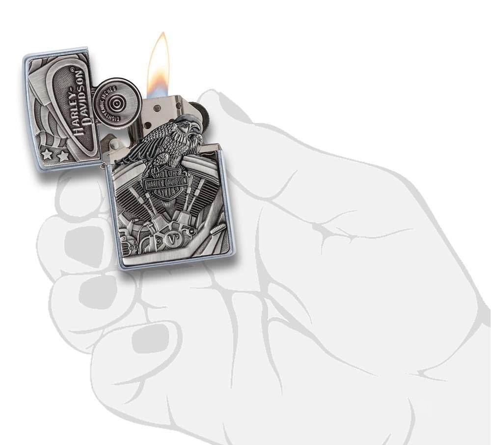 Personalized Zippo Harleey-Daviddson Windproof Oil Lighter Engraving - Christmas, Halloween & Valentines Day Gift (BK Matte)