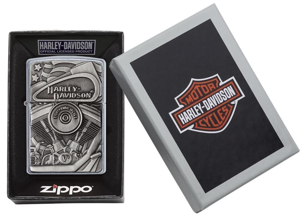 Personalized Zippo Harleey-Daviddson Windproof Oil Lighter Engraving - Christmas, Halloween & Valentines Day Gift (BK Matte)