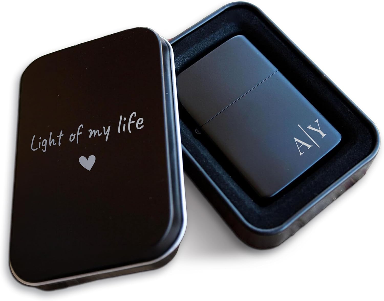 Custom Lighter, Personalized Monogram Lighters, Engraved Black Lighter with Case, Customized Lighters, Groomsmen Gifts, Gift for Men, Windproof Pocket Lighter