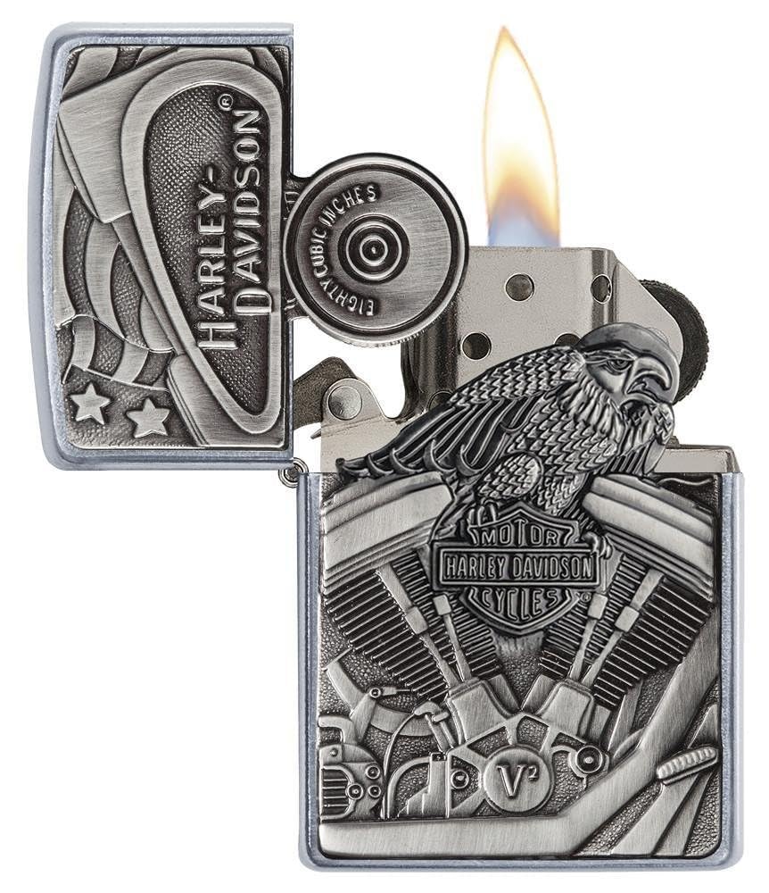 Personalized Zippo Harleey-Daviddson Windproof Oil Lighter Engraving - Christmas, Halloween & Valentines Day Gift (BK Matte)